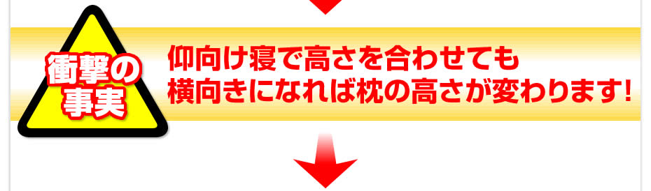仰向け寝で高さを合わせても横向きになれば枕の高さが変わります！